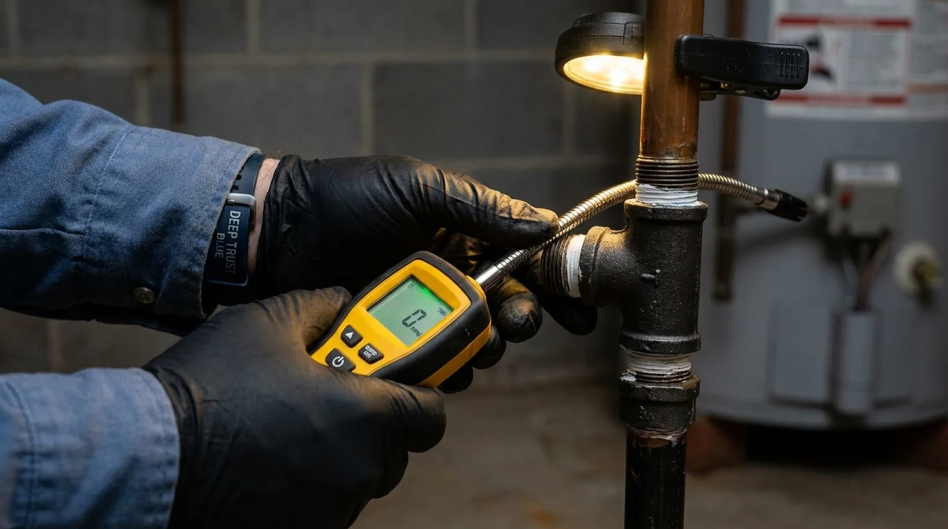 Gas leak detection with electronic sniffer by Johns Plumbing LLC in River Edge