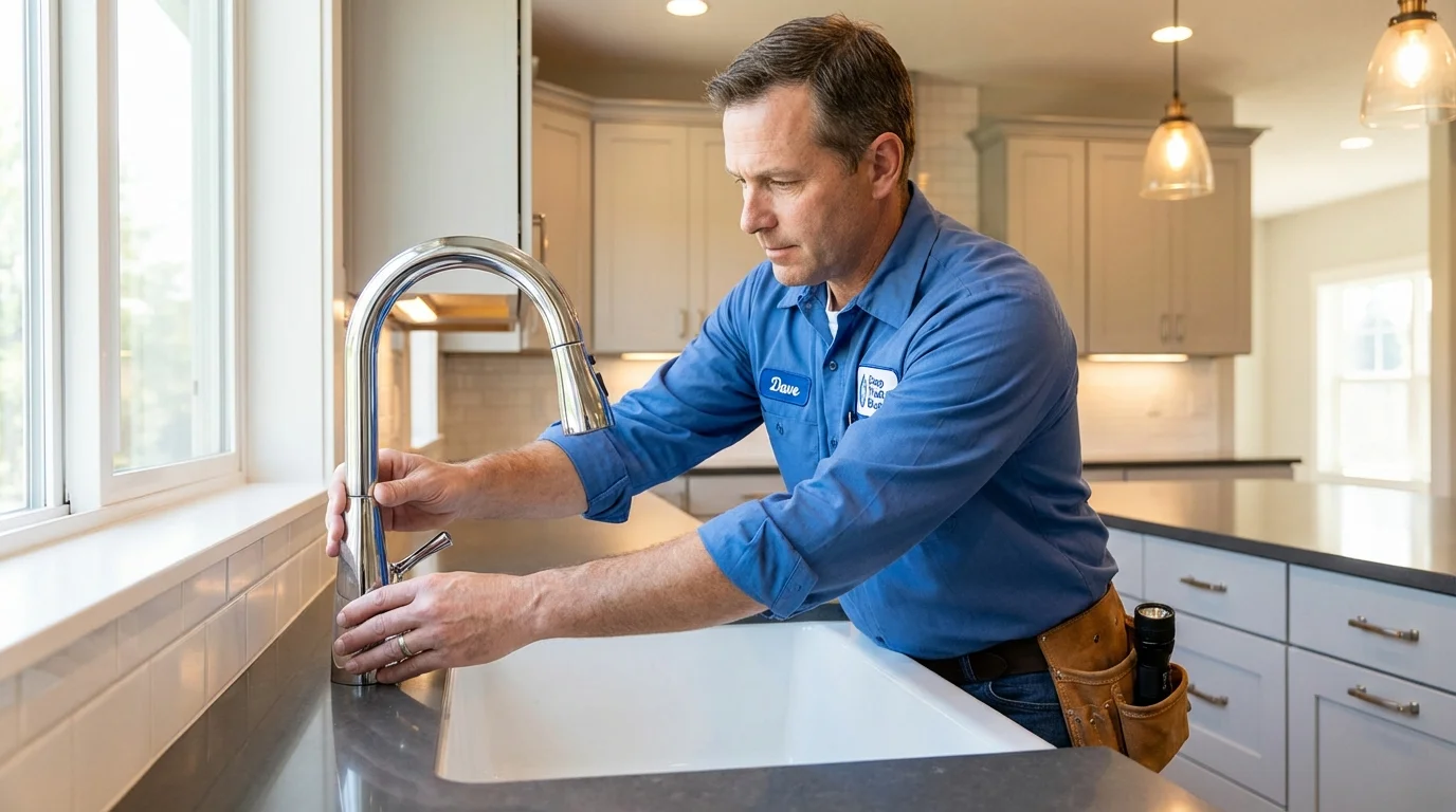 Kitchen faucet installation by Johns Plumbing LLC in River Edge