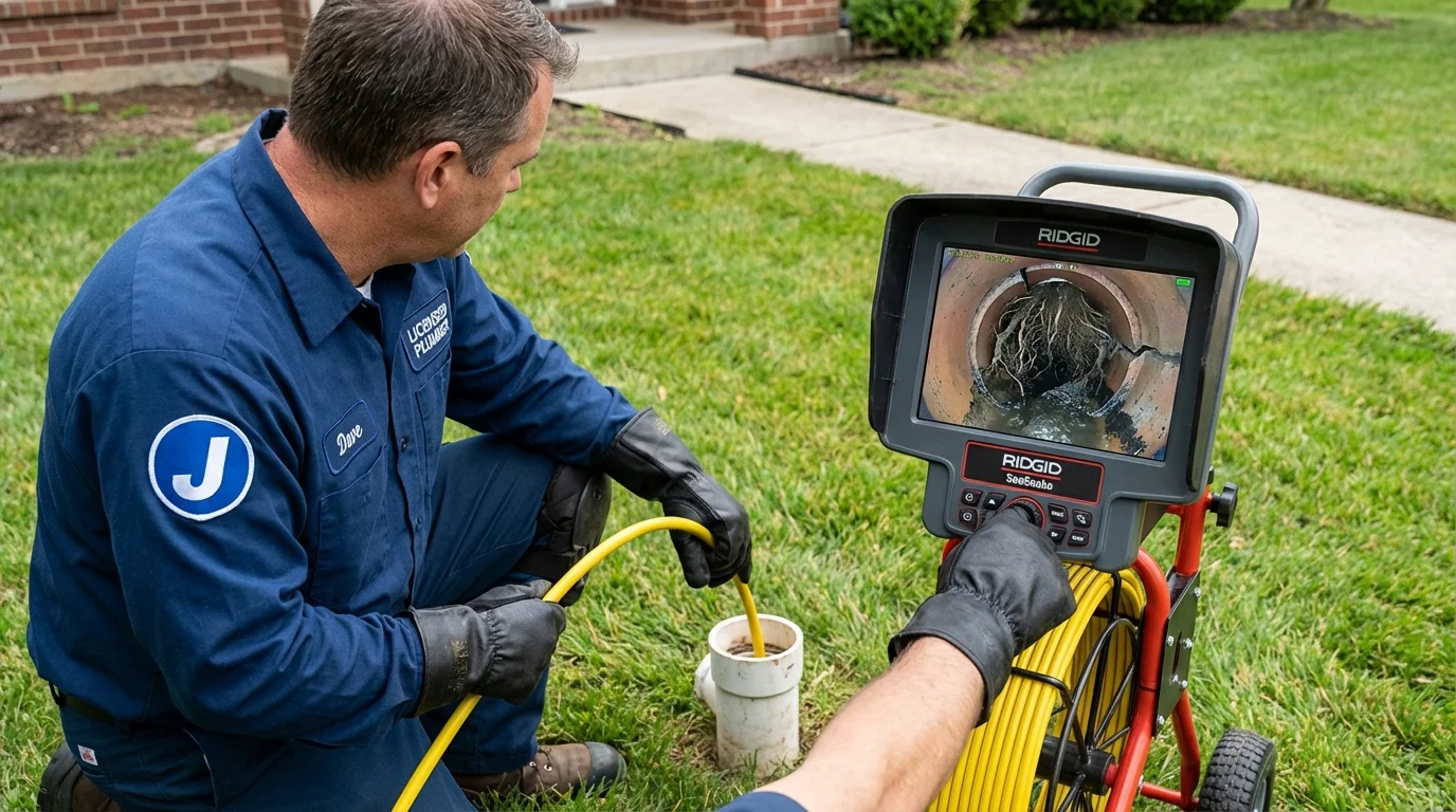 Sewer camera inspection being performed by Johns Plumbing LLC in River Edge